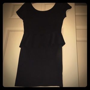 Dark navy short sleeve peplum dress